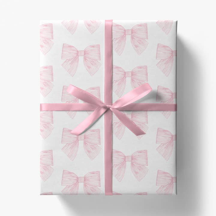 Striped Pink Bows Gift Wrap