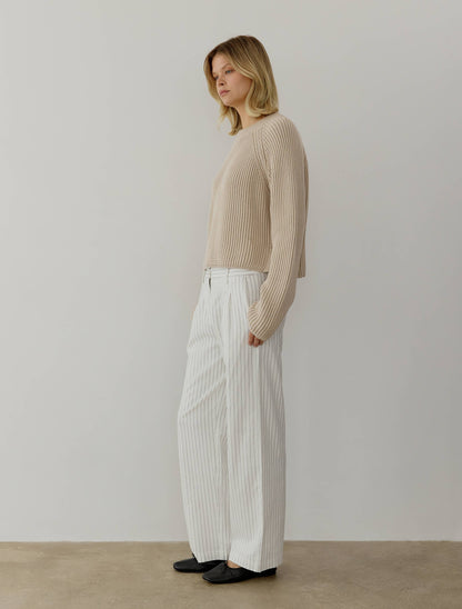 Devin Two Tone Cropped Ribbed Sweater