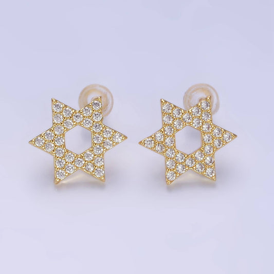 CZ Star of David Stud Earrings