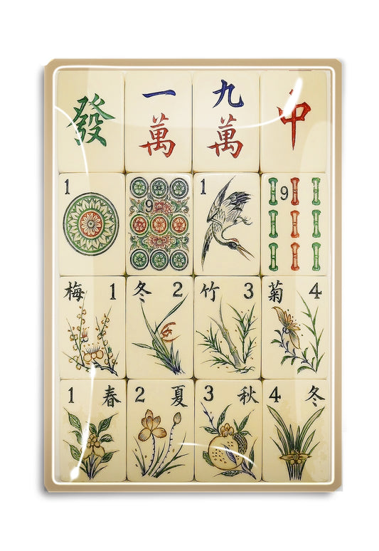 Four Seasons Mahjong Decoupage Tray