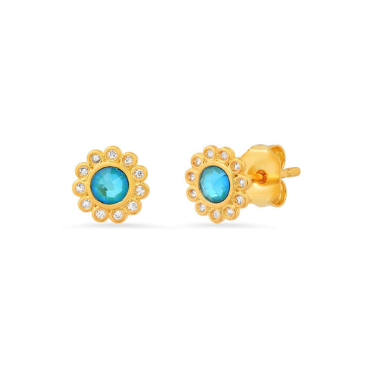 Bezel Set Flower Studs