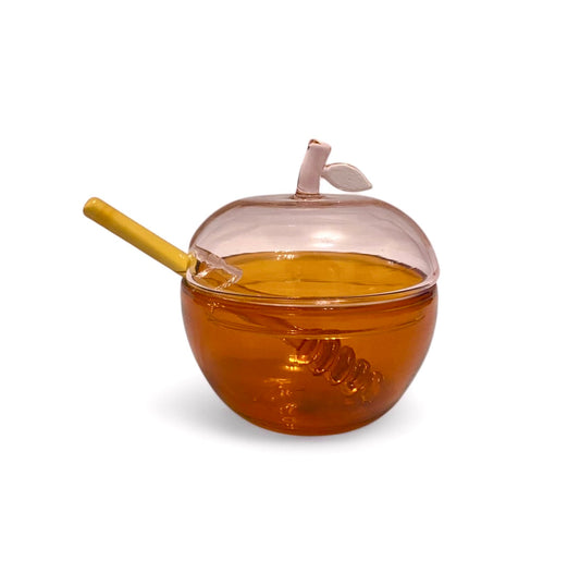 Glass Apple Honey Dish