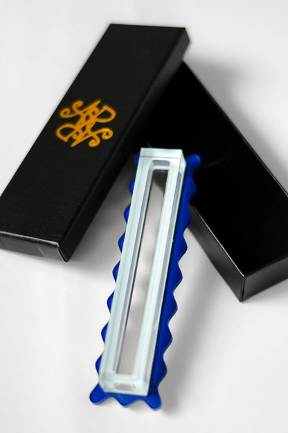 Blue Monochrome Scalloped Mezuzah