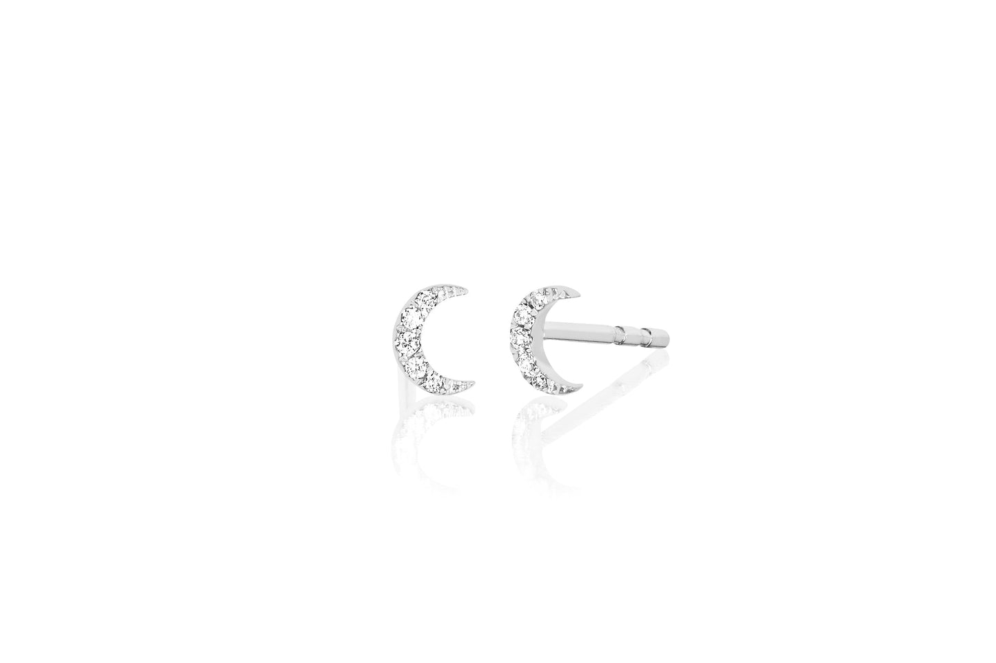 Diamond Baby Moon Stud Earrings