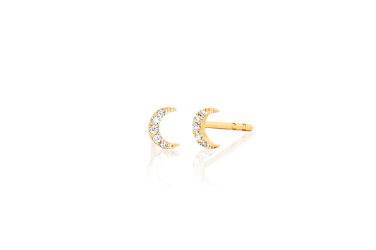 Diamond Baby Moon Stud Earrings