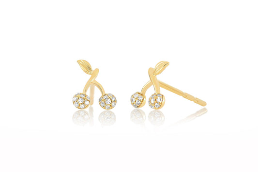 Diamond Mini Cherry Stud Earrings