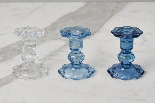 Glass Scalloped Candlesticks