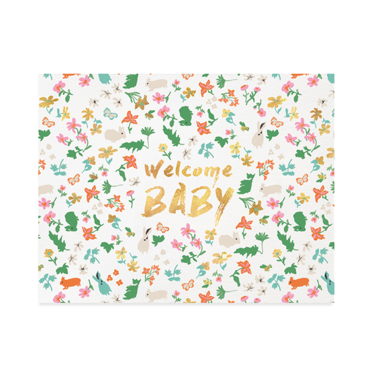 Welcome Baby Card Golf Leaf