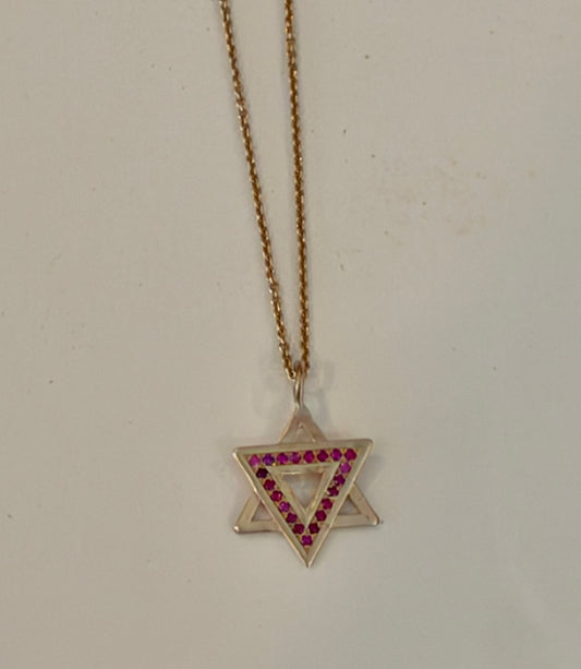 Ruby David Shield Necklace