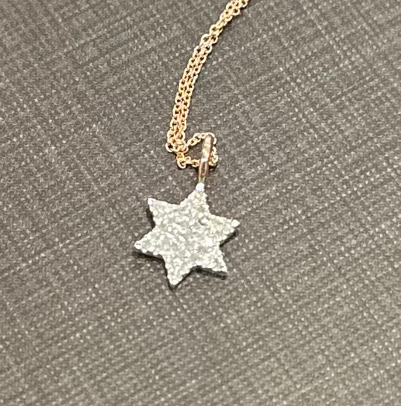 Diamond Studded Jewish Star Necklace - 14kt.