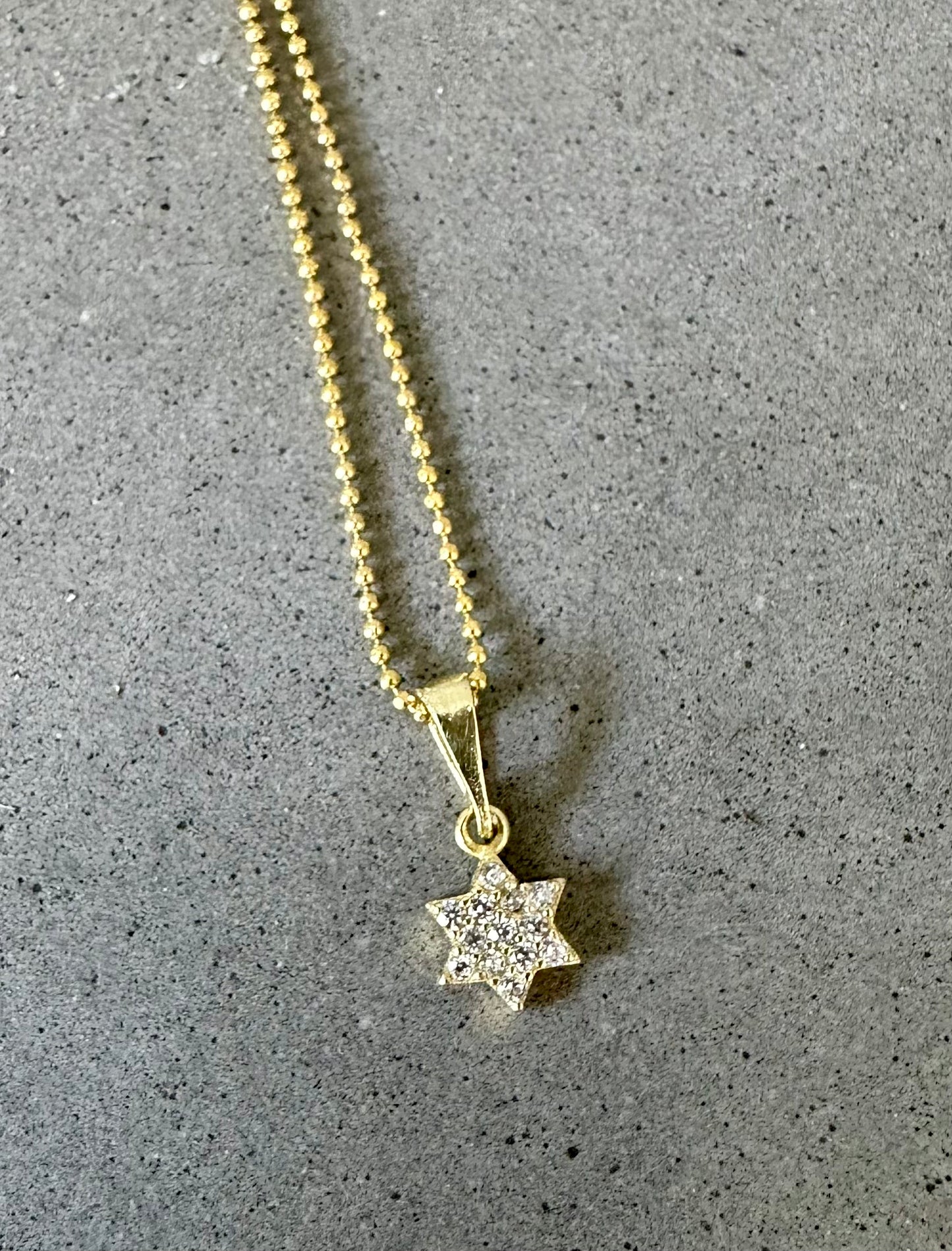 Ball Chain Diamond Magen David Necklace