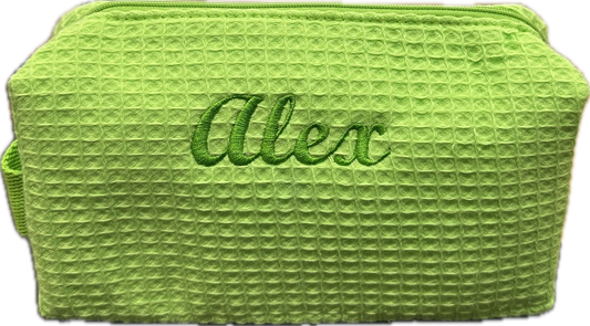 Personalized Waffle Weave Zip Pouch