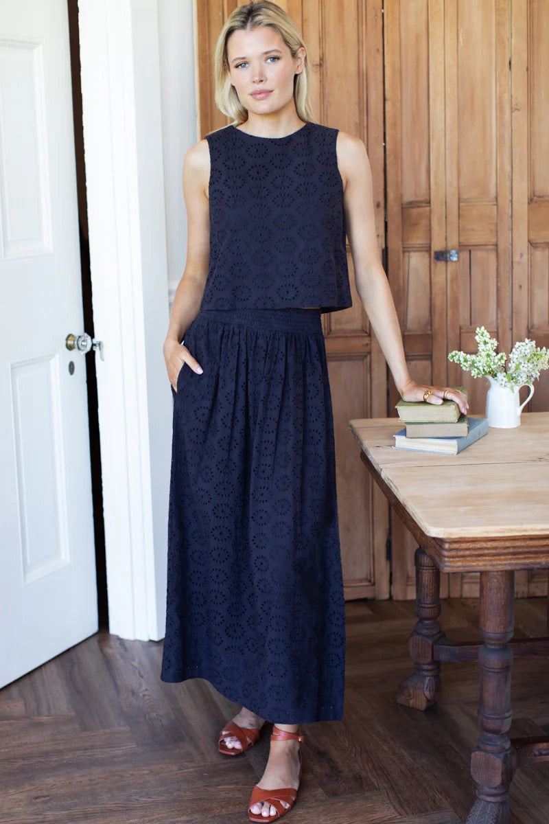 Wide Hem Eyelet Skirt