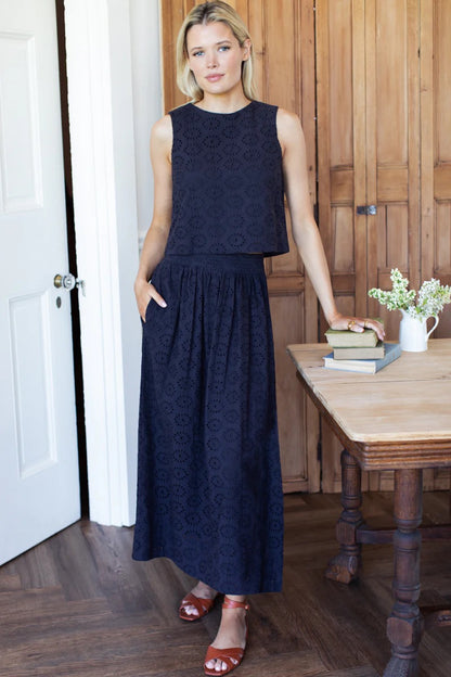Wide Hem Eyelet Skirt
