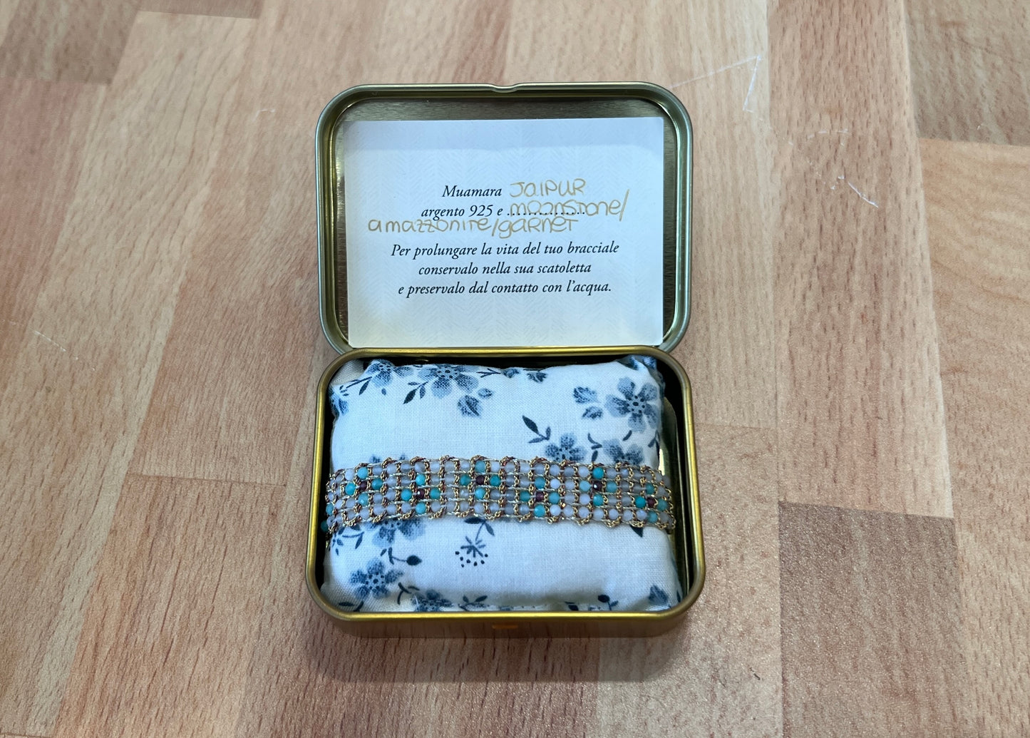 Muamara Jaipur Moonstone/Amazzonite/Garnet Bracelet