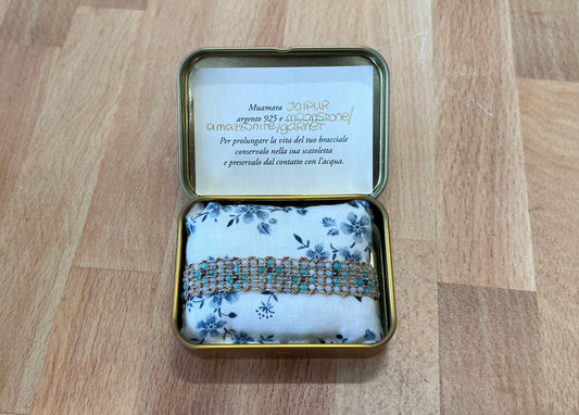 Muamara Jaipur Moonstone/Amazzonite/Garnet Bracelet