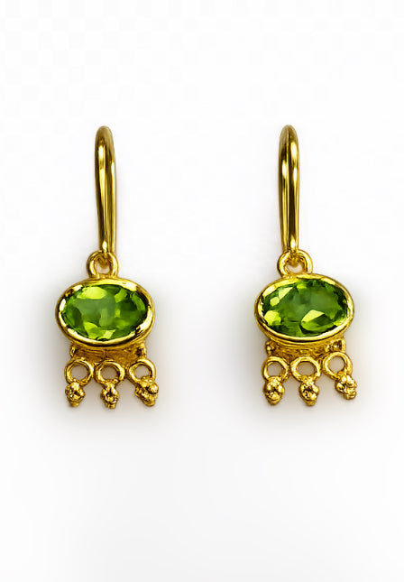 Gold Earrings with Peridot Stones