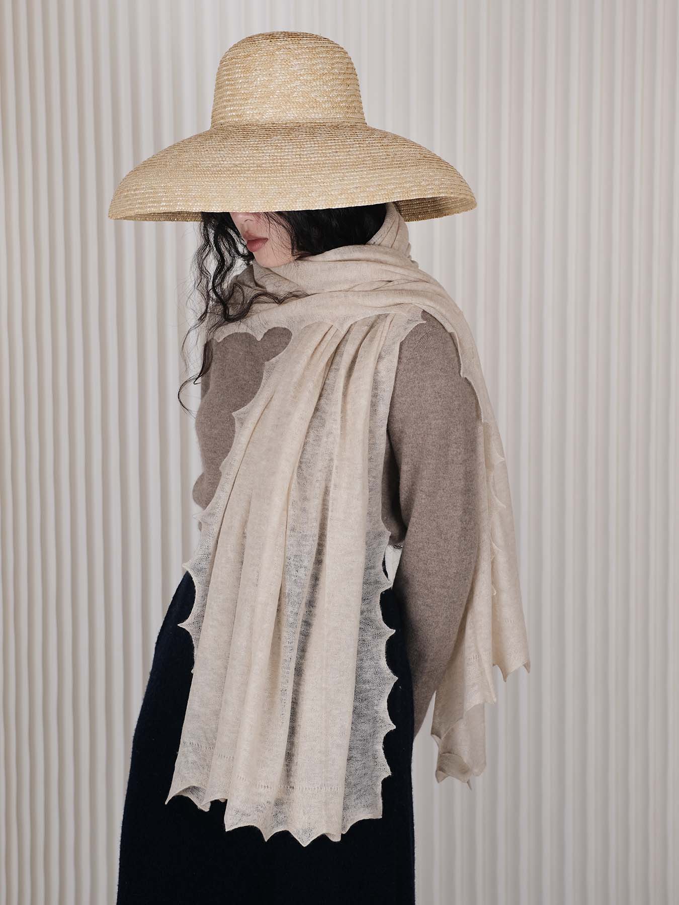 Luna Scallop Edge Cashmere Shawl