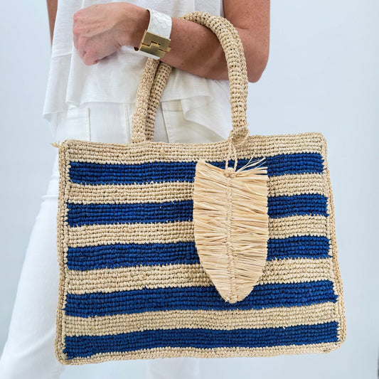 Stripe Mae Raffia Bag
