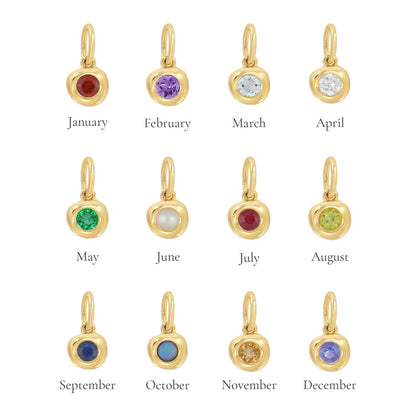14K Yellow Gold Pillow Birthstone Charm