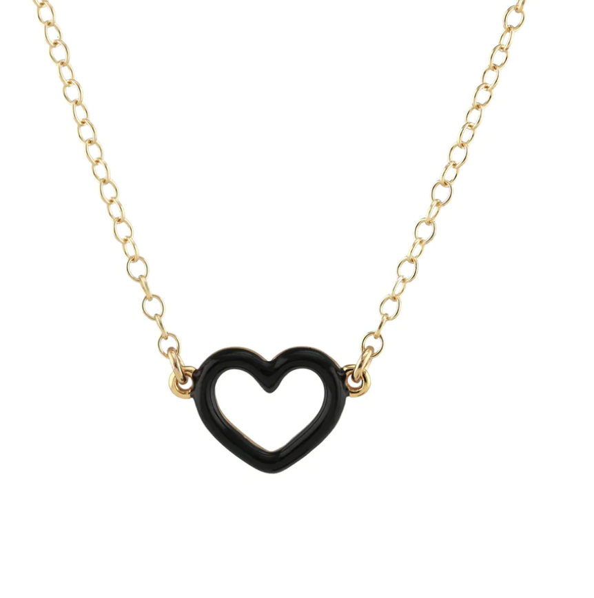 Open Heart Enamel Necklace