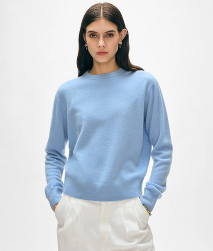 Ice Blue Cashmere Crewneck Sweater