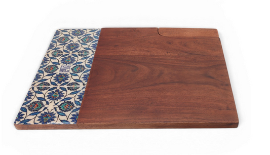 Split-Design Wooden Challah Board with Integrated Knife