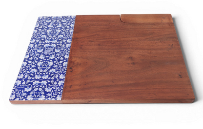 Split-Design Wooden Challah Board with Integrated Knife