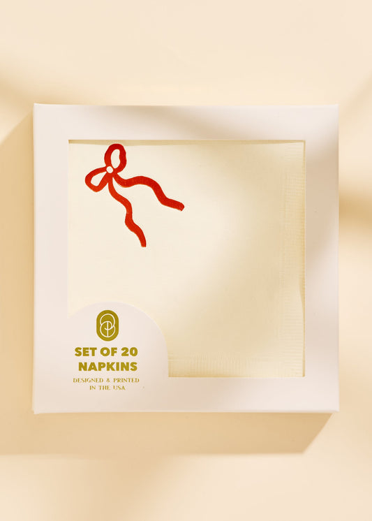 Classic Red Bow Cocktail Napkins