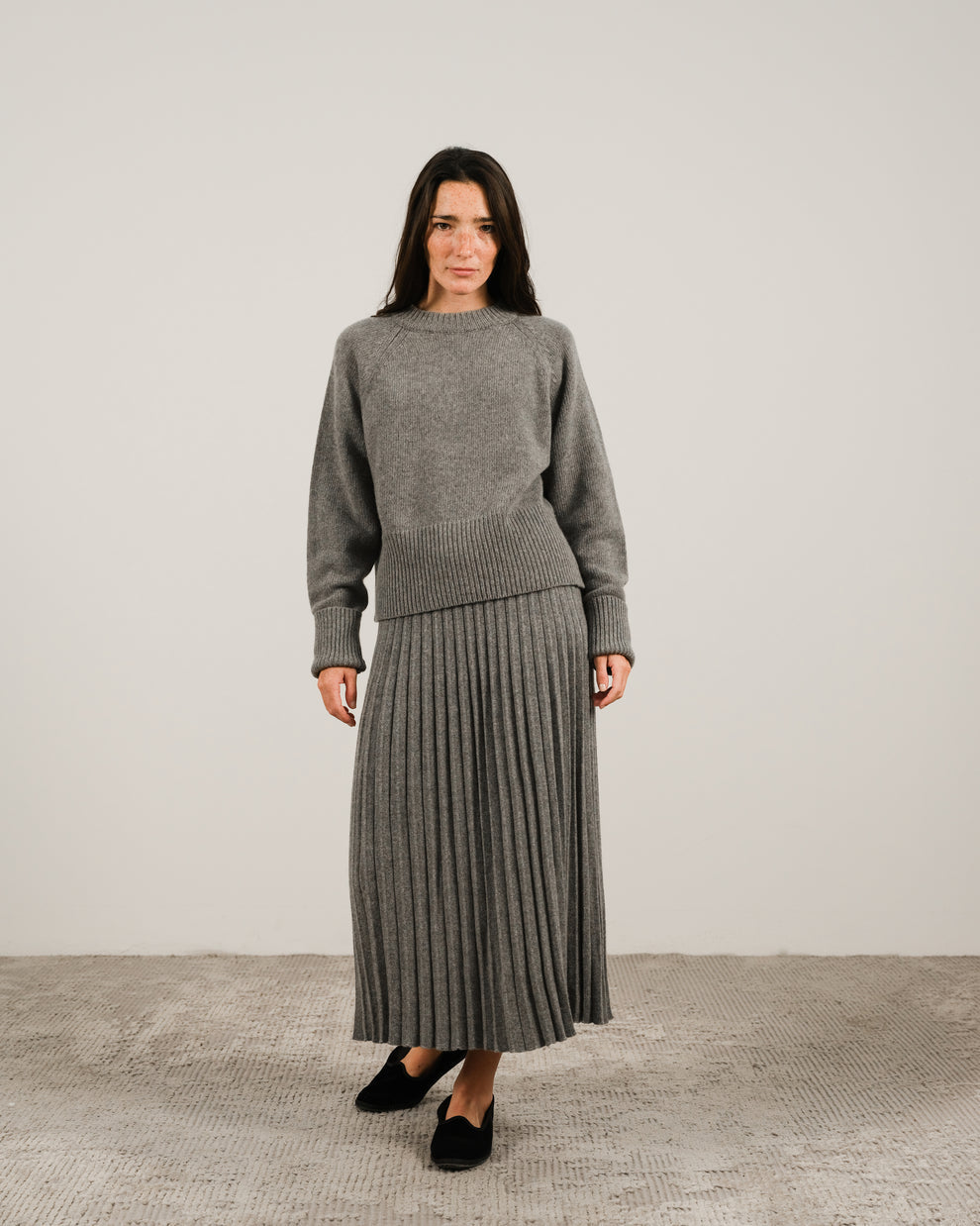 Cashmere Blend Pleated Skirt