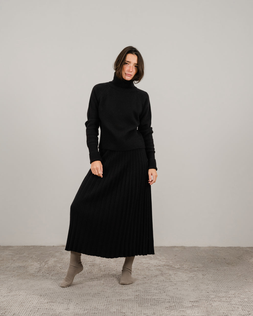 Cashmere Blend Pleated Skirt