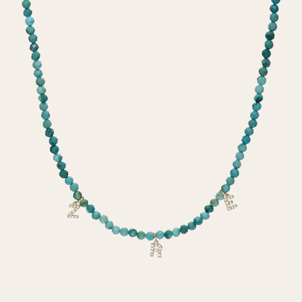 Jilly Beaded Diamond Initial Necklace ZL