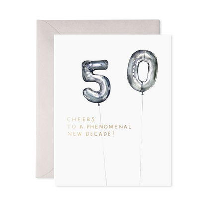 Helium 50 Birthday Greeting Card