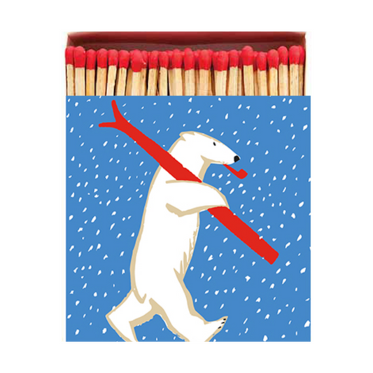 Christmas Skiing Polar Bear Matchbox