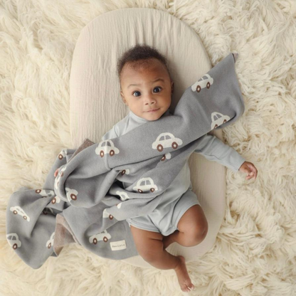 100% Luxury Cotton Swaddle Receiving Baby Blanket - Car