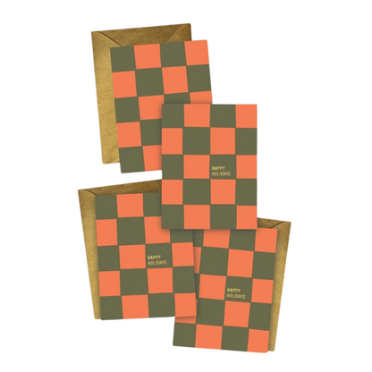 Holiday Checkerboard Christmas Greeting Cards Boxed Set