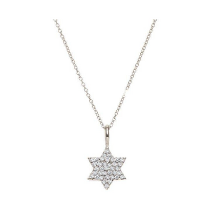 Diamond Studded Jewish Star Necklace - 14kt.