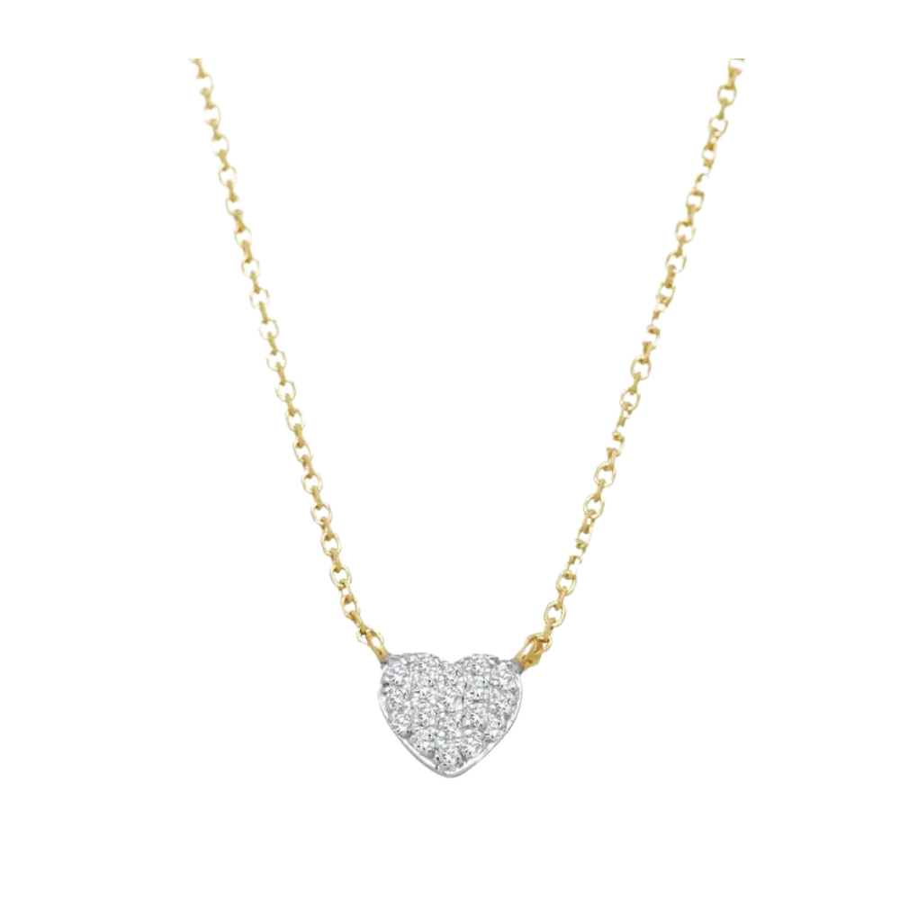 Tiny Diamond Heart Necklace in 14k Gold