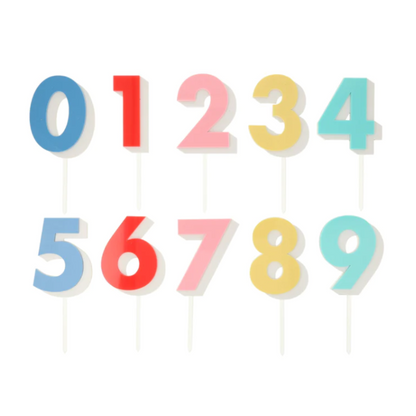 Rainbow Number Acrylic Toppers