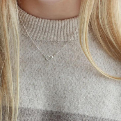 Heart Crystal Outline Charm Necklace