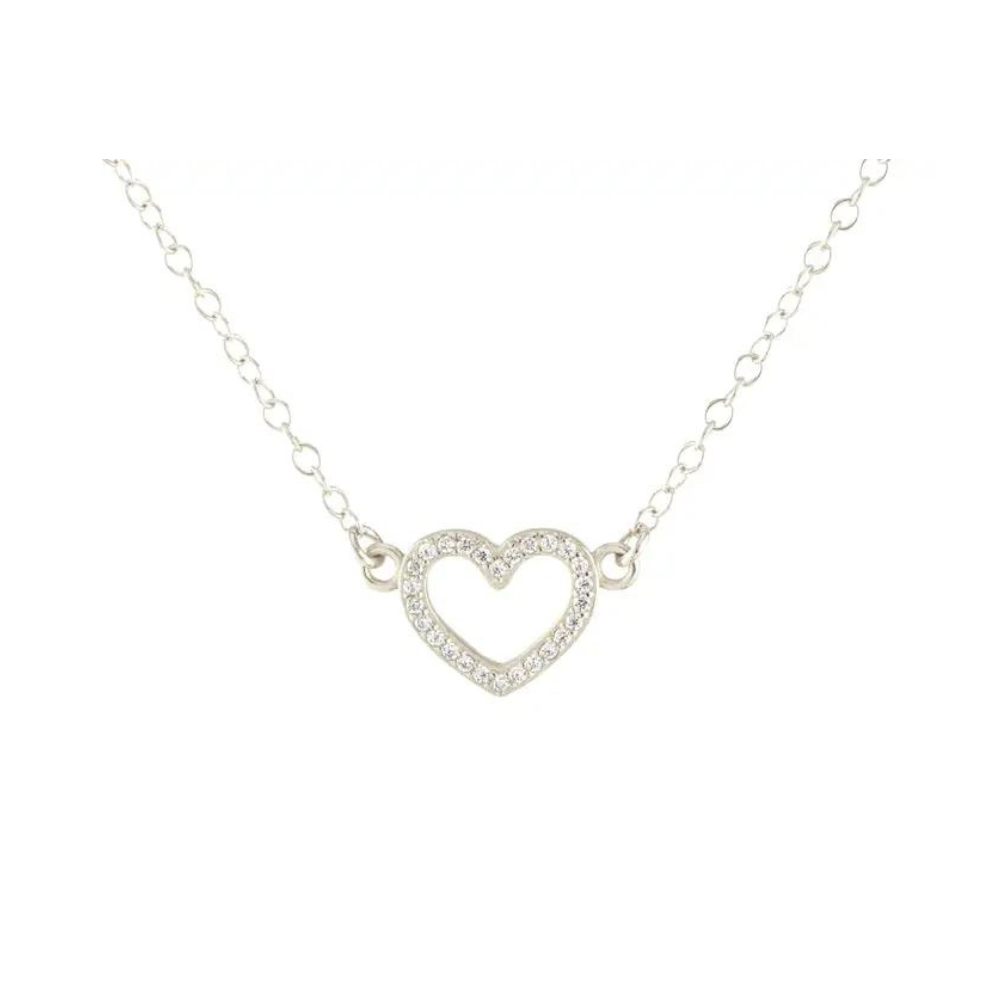 Heart Crystal Outline Charm Necklace