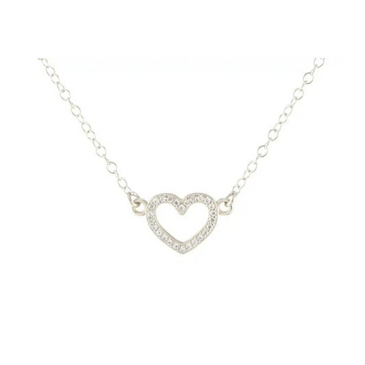 Heart Crystal Outline Charm Necklace
