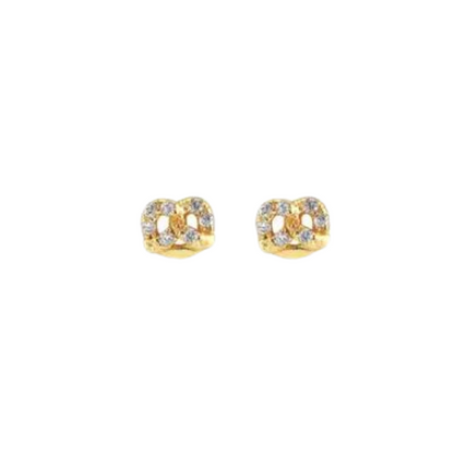 Tiny Pretzel Crystal Stud Earrings