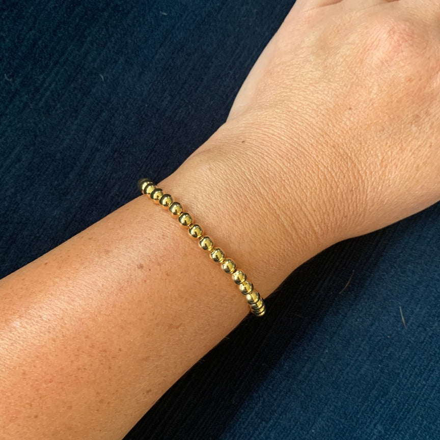 Gold Beaded Stretch Bracelet