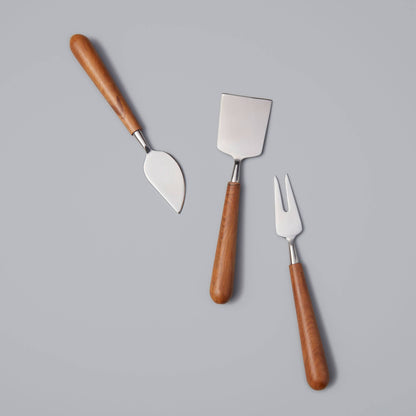 Teak & Stainless Cheese Set