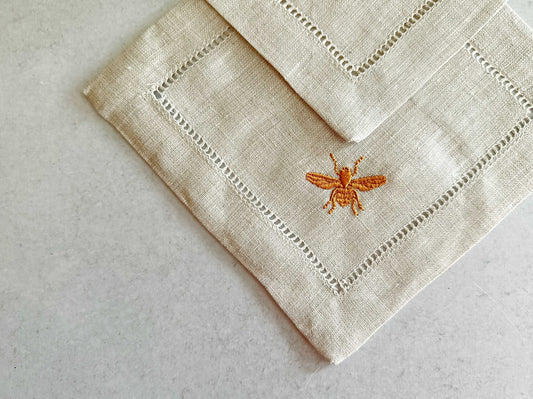 Bee Linen Coaster Set