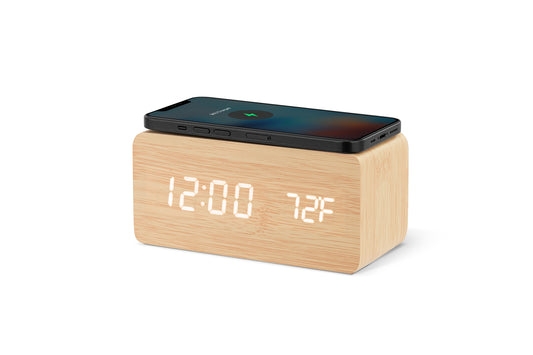 Wooden Alarm Clock with Qi Charger