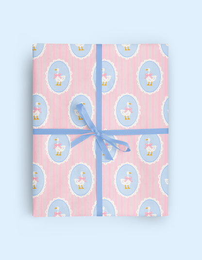 Cameo Goose Pink Stripe Wrapping Paper