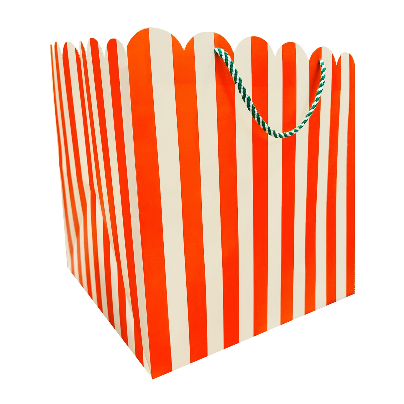 Holiday Stripes Scallop Large Gift Bag