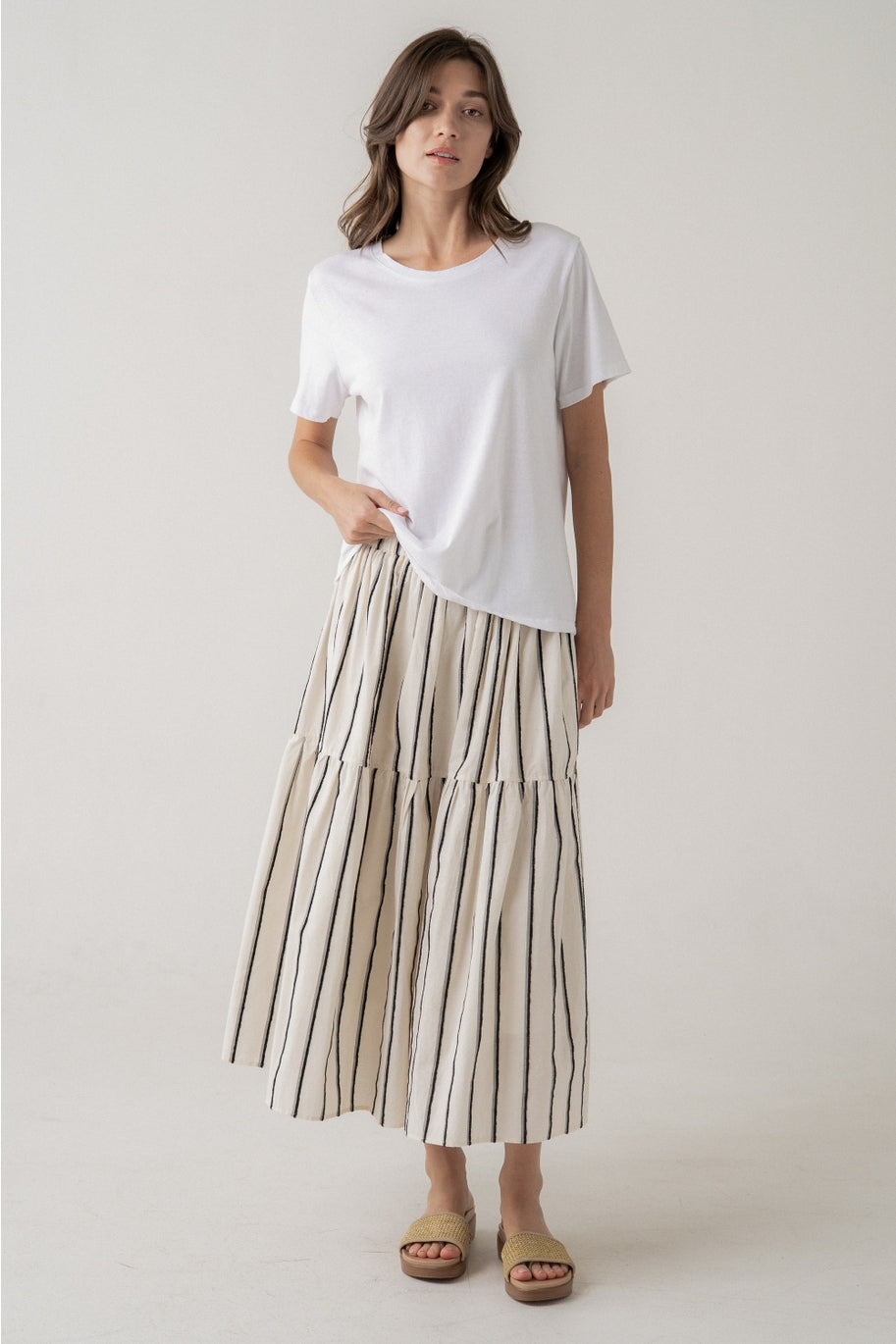 Striped Flowy Tiered Skirt
